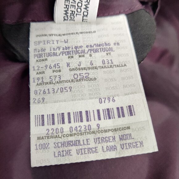 Hugo Boss Men's 100% Wool Burgundy Purple Pea Coat Size Medium Quiet Luxury - Picture 7 of 11